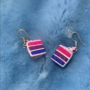 Bisexual pride cake earrings